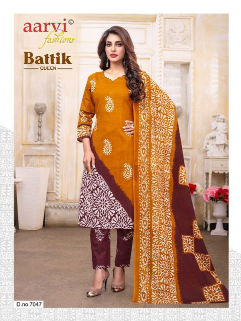 Aarvi Battik Queen Vol 1 Casual Wear Wholesale Cotton Dress Material
